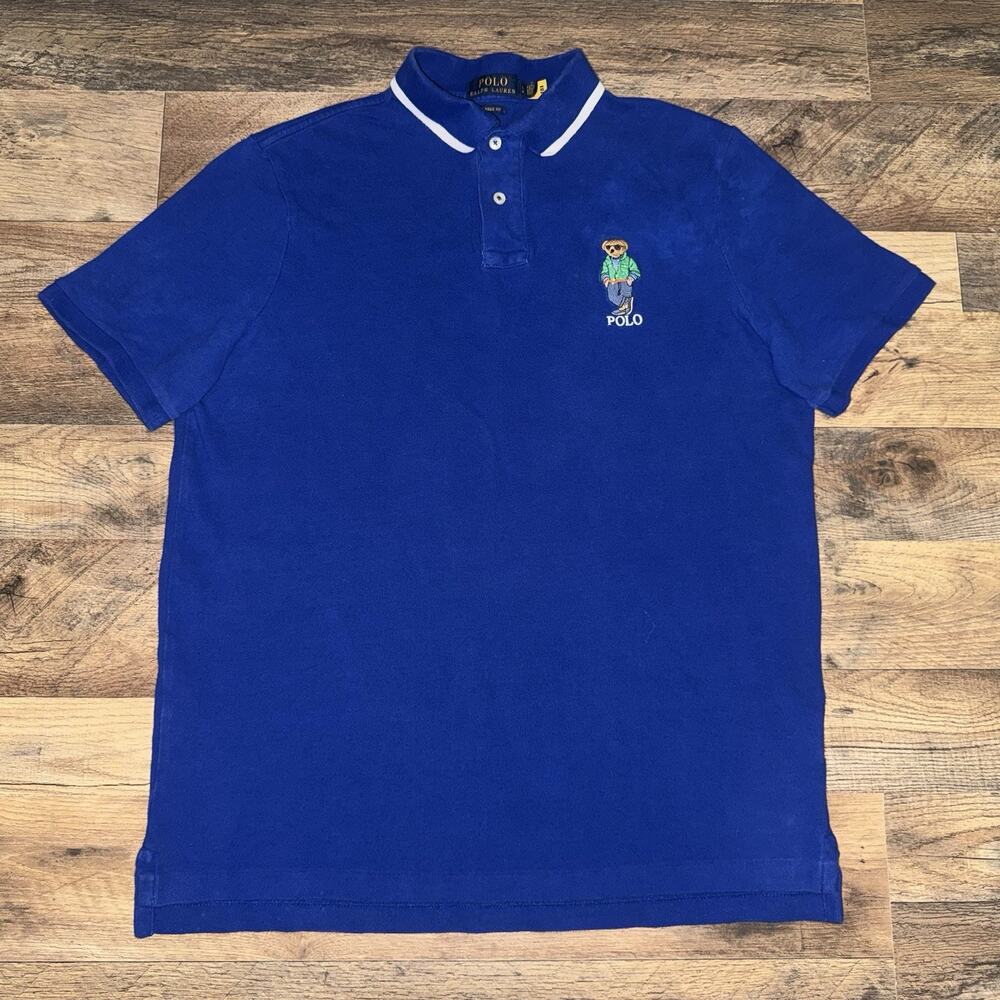 Polo Ralph Lauren Shirt Mens Large Blue Polo Bear Polo Shirt Classic Fit